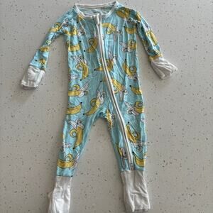 Little Sleepies Bananas Bamboo Convertible Sleeper 3-6 Months VGUC